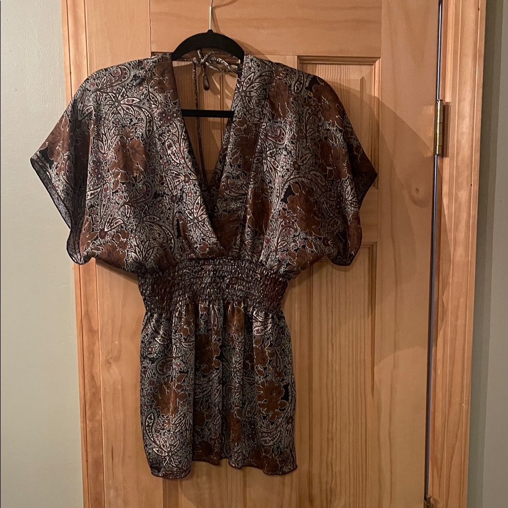 Forever 21 Brown and Black Patterned Blouse